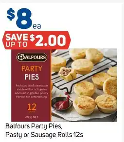 Foodland Balfours Party Pies, Pasty or Sausage Rolls 12s offer