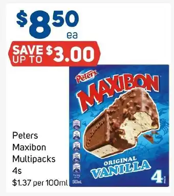 Foodland Peters Maxibon Multipacks 4s offer