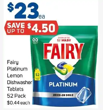 Foodland Fairy Platinum Lemon Dishwasher Tablets offer