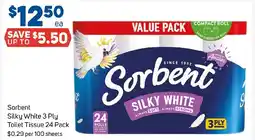 Foodland Sorbent Silky White 3 Ply Toilet Tissue offer