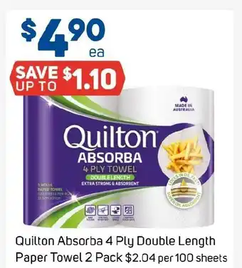 Foodland Quilton Absorba 4 Ply Double Length Paper Towel offer