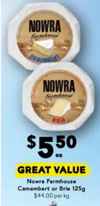 Drakes Nowra Farmhouse Camembert or Brie offer