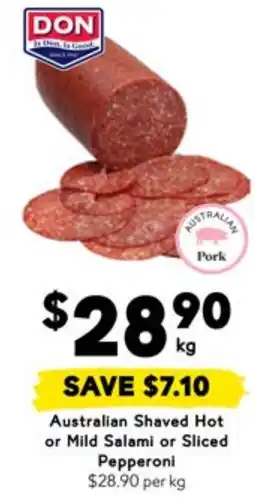 Drakes Australian Shaved Hot or Mild Salami or Sliced Pepperoni offer