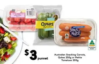 Drakes Australian Snacking Carrots, Qukes or Petite Tomatoes offer