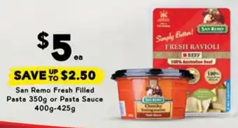 Drakes San Remo Fresh Filled Pasta or Pasta Sauce offer