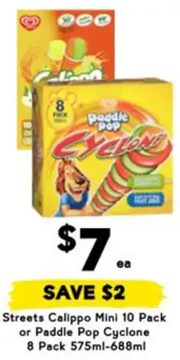 Drakes Streets Calippo Mini or Paddle Pop Cyclone offer