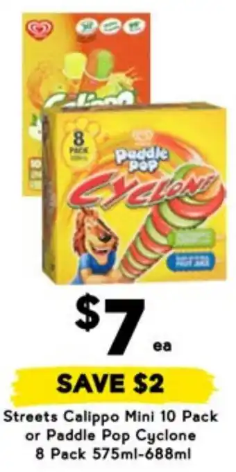 Drakes Streets Calippo Mini or Paddle Pop Cyclone offer