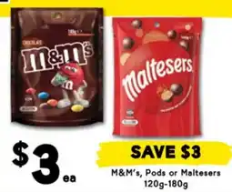 Drakes M&M's, Pods or Maltesers 120g-180g offer