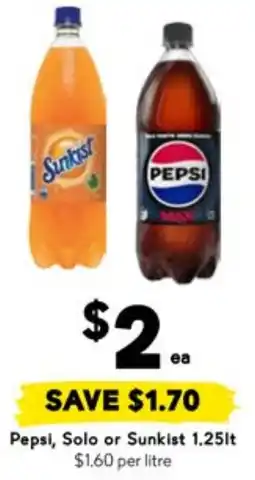 Drakes Pepsi, Solo or Sunkist 1.25lt offer