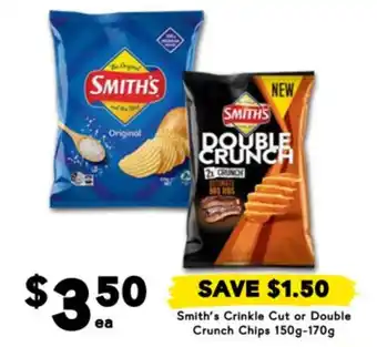 Drakes Smith's Crinkle Cut or Double Crunch Chips 150g-170g offer