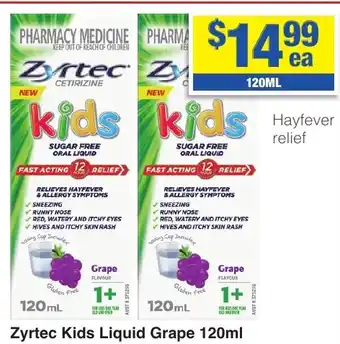 My Chemist Zyrtec Kids Liquid Grape offer