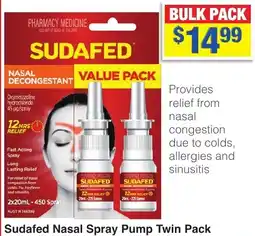 My Chemist Sudafed Nasal Spray Pump Twin Pack offer