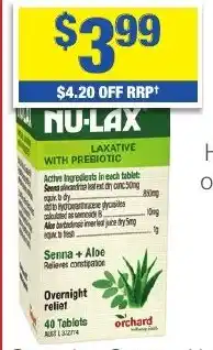 My Chemist Nu-lax Laxative With Prebiotic Senna + Aloe offer