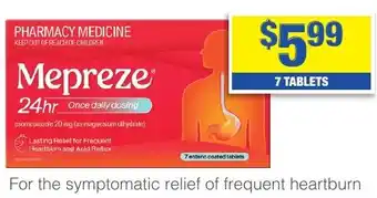 My Chemist Mepreze 7 enteric coated tablets offer