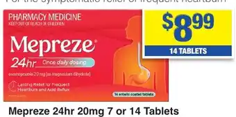 My Chemist Mepreze 24hr 20mg 14 Tablets offer