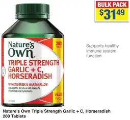 My Chemist Nature's Own Triple Strength Garlic + C, Horseradish 200 Tablets offer