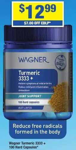 My Chemist Wagner Turmeric 3333 + 100 Hard Capsules offer