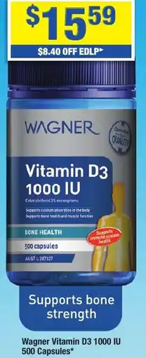 My Chemist Wagner Vitamin D3 1000 IU 500 Capsules offer