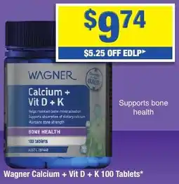 My Chemist Wagner Calcium + Vit D + K 100 Tablets offer