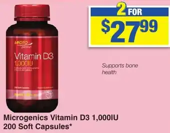 My Chemist Microgenics Vitamin D3 1,000IU 200 Soft Capsules offer