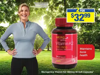 My Chemist Microgenics Vitamin K2 180mcg 30 Soft Capsules offer