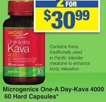 My Chemist Microgenics One-A Day-Kava 4000 60 Hard Capsules offer