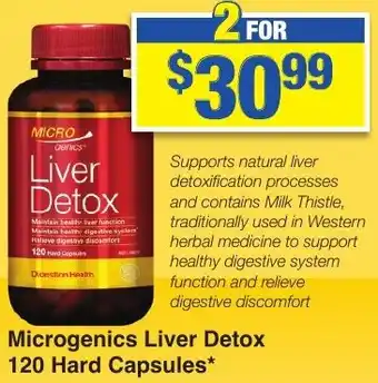 My Chemist Microgenics Liver Detox 120 Hard Capsules offer