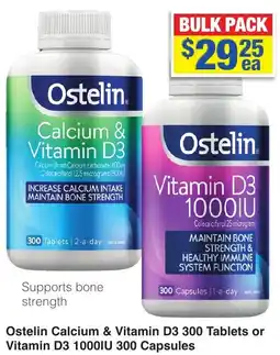 My Chemist Ostelin Calcium & Vitamin D3 300 Tablets or Vitamin D3 1000IU 300 Capsules offer