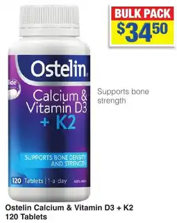 My Chemist Ostelin Calcium & Vitamin D3 + K2 120 Tablets offer