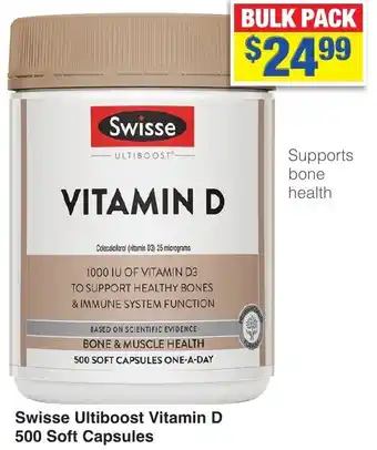 My Chemist Swisse Ultiboost Vitamin D 500 Soft Capsules offer