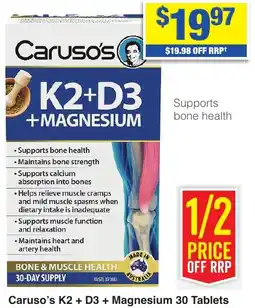 My Chemist Caruso's K2 + D3 + Magnesium 30 Tablets offer