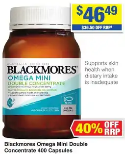 My Chemist Blackmores Omega Mini Double Concentrate 400 Capsules offer