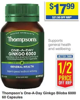 My Chemist Thompson's One-A-Day Ginkgo Biloba 6000 60 Capsules offer