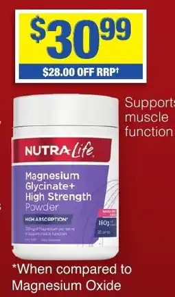 My Chemist NUTRA Life Magnesium Glycinate+ High Strength Powder offer