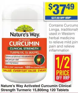 My Chemist Nature's Way Activated Curcumin Clinical Strength Turmeric 15,800mg 120 Tablets offer