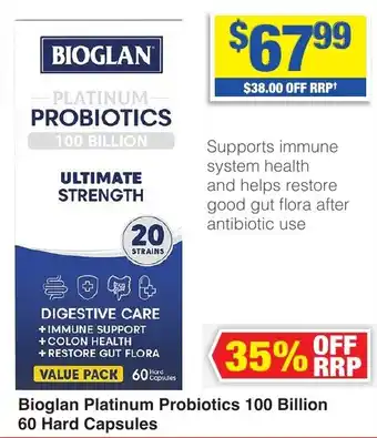 My Chemist Bioglan Platinum Probiotics 100 Billion 60 Hard Capsules offer