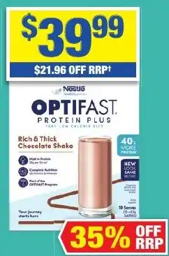 My Chemist OPTIFAST PROTEIN PLUS Rich & Thick Chocolate Shake offer