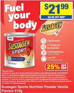 My Chemist Sustagen Sports Nutrition Powder Vanilla Flavour offer