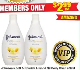 My Chemist Johnson's Soft & Nourish Almond Oil Body Wash offer