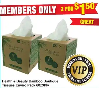 My Chemist Health + Beauty Bamboo Boutique Tissues Enviro Pack 60x3Ply offer