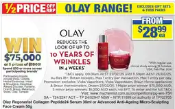 My Chemist Olay Regenerist Collagen Peptide24 Serum or Advanced Anti-Ageing Micro-Sculpting Face Cream offer