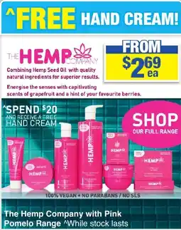 My Chemist The Hemp Company with Pink Pomelo Range offer