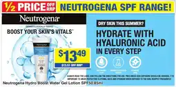 My Chemist Neutrogena Hydro Boost Water Gel Lotion SPF50 offer