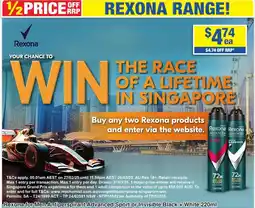 My Chemist Rexona for Men Antiperspirant Advanced Sport or Invisible Black + White offer