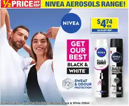 My Chemist Nivea for Women or Men Deodorant Aerosol Black & White offer