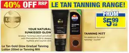 My Chemist Le Tan Gold Glow Gradual Tanning Lotion or Tanning Mitt offer