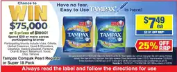 My Chemist Tampax Compak Pearl Regular or Super 18 Pack offer