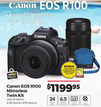 Teds Cameras Canon EOS R100 Mirrorless Twin Kit offer