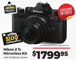 Teds Cameras Nikon Z fc Mirrorless Kit with 16-50mm Zoom offer