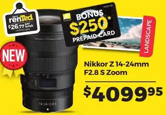 Teds Cameras Nikkor Z 14-24mm F2.8 S Zoom offer